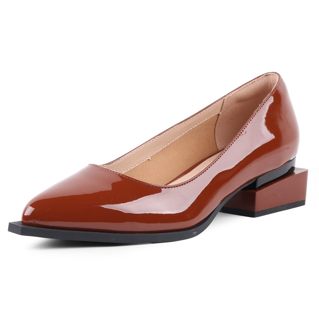 LingxiaUne Dress Shoes for Women, Comfortable Dressy Flats, Womens Chunky Heel Pumps with Arch Support and Pointed Toe