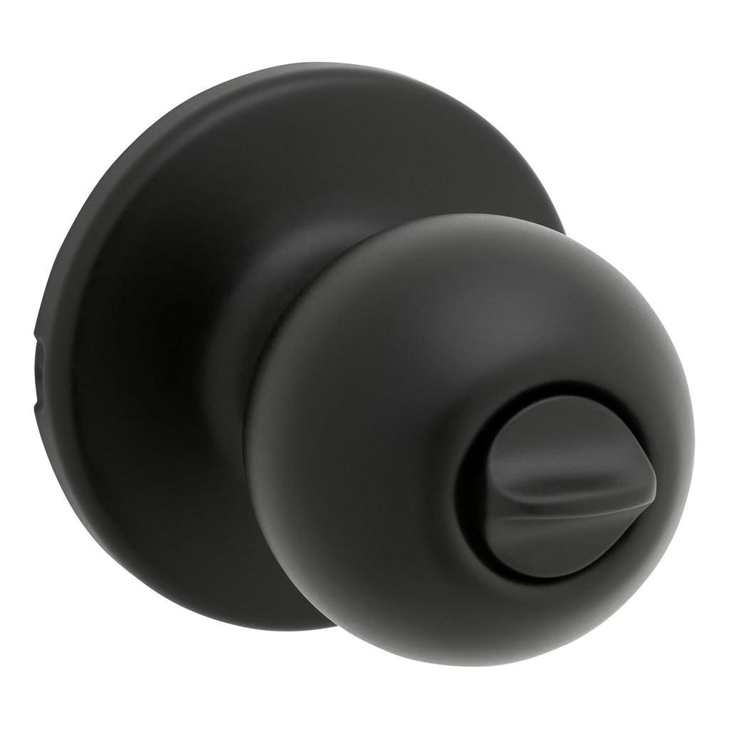 Kwikset Polo Dummy Door Knob, Single Sided Handle for Closets, French Double Doors, and Pantry, Matte Black Non-Turning Interior Push/Pull Door Knob, with Microban Protection