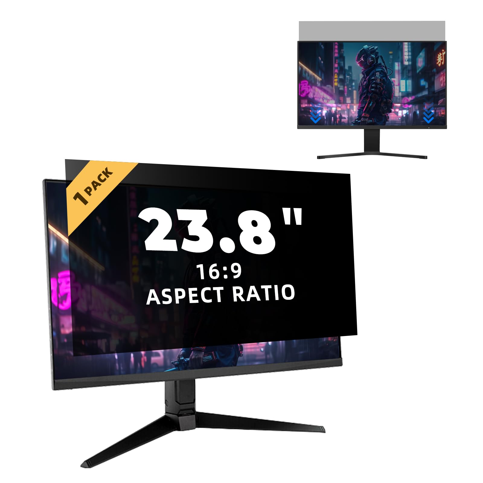 Yamaya 2Pcs Computer Monitor Privacy Screen 23 Inch, Removable 16:9 Aspect Anti Glare Blue Light Computer Monitor Privacy Filter Screen Protector for 23 Inch Widescreen Monitor