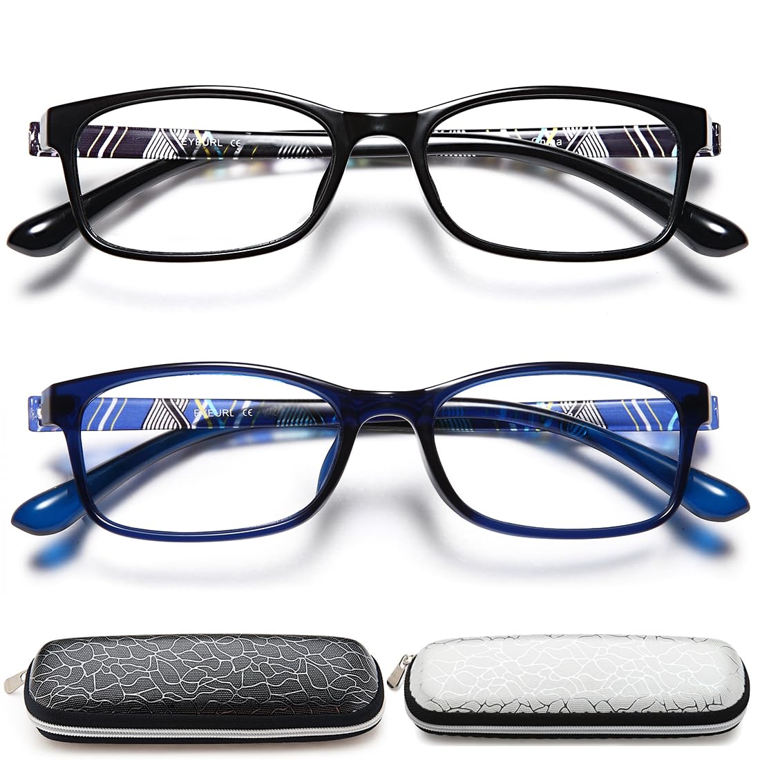 EYEURL Reading Glasses for Women Men Blue Light Blocking, 0.00 Anti Eye Strain Computer Readers, TR90 Ultra Lightweight Rectangle Frame Eyeglasses