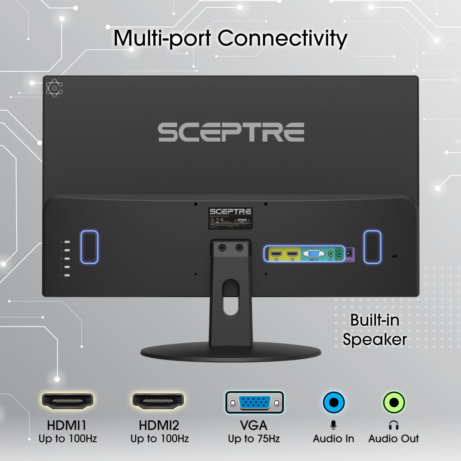 Sceptre 24 Inch 75Hz 1080p LED Monitor with Build-in Speakers HDMI VGA Ports, New Black 2019 (E248W-1920)