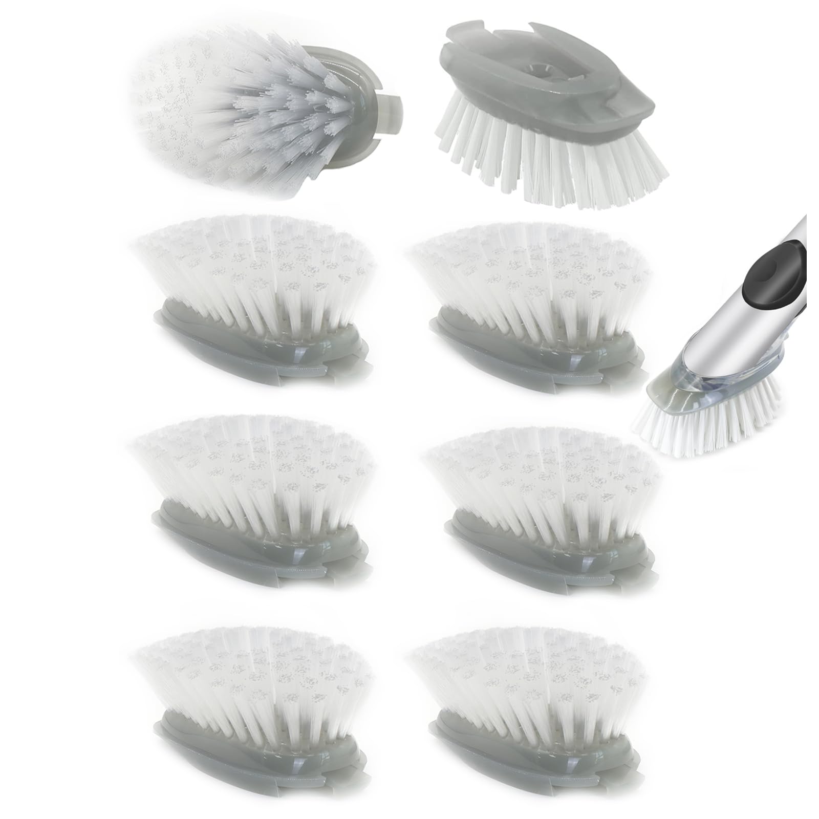 Brush Refills for OXO Dish Brush - 4 Pack Dish Brush Cleaning Soap Dispensing Head Replacement for Scrubber(Grey)