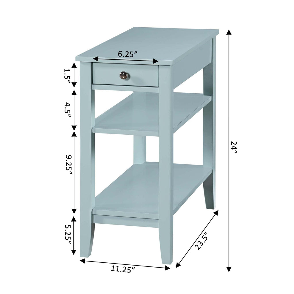 Convenience Concepts American Heritage Chairside End Table with Drawer 23.5" - Classic Living Room Table with Storage Shelf, Bedroom Nightstand, Black