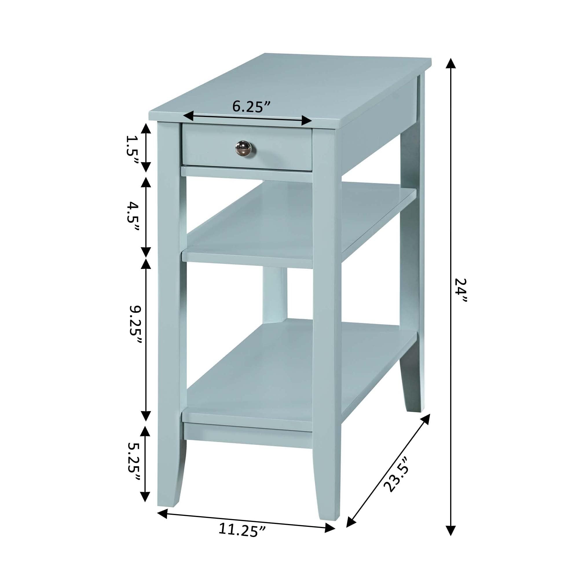Convenience Concepts American Heritage Chairside End Table with Drawer 23.5" - Classic Living Room Table with Storage Shelf, Bedroom Nightstand, Black