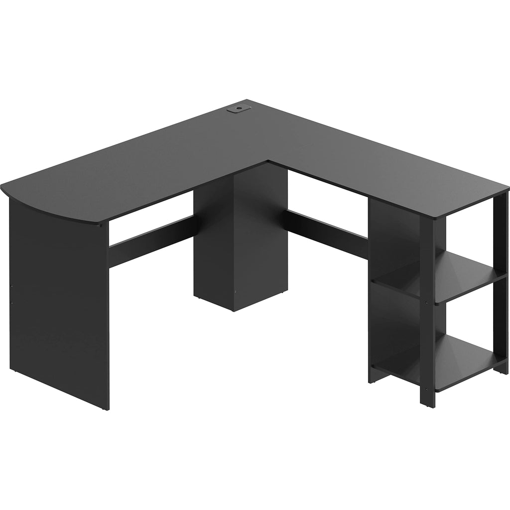 SHW 51 x 51 Inches L-Shaped Home Office Wood Corner Desk wtih Storage, Black
