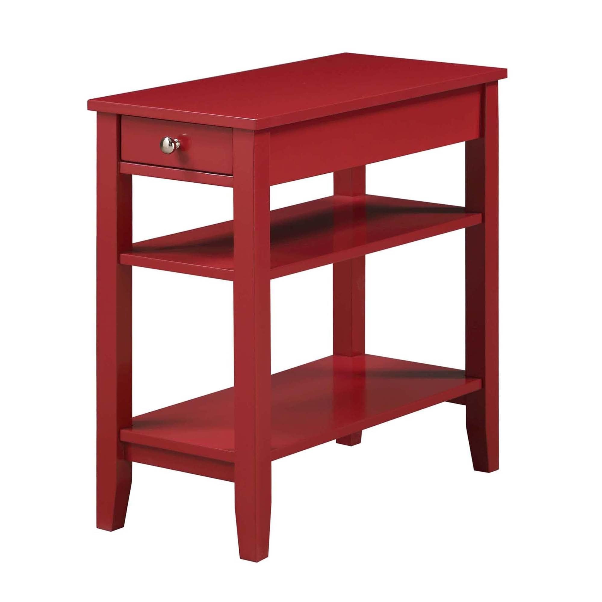 Convenience Concepts American Heritage Chairside End Table with Drawer 23.5" - Classic Living Room Table with Storage Shelf, Bedroom Nightstand, Black