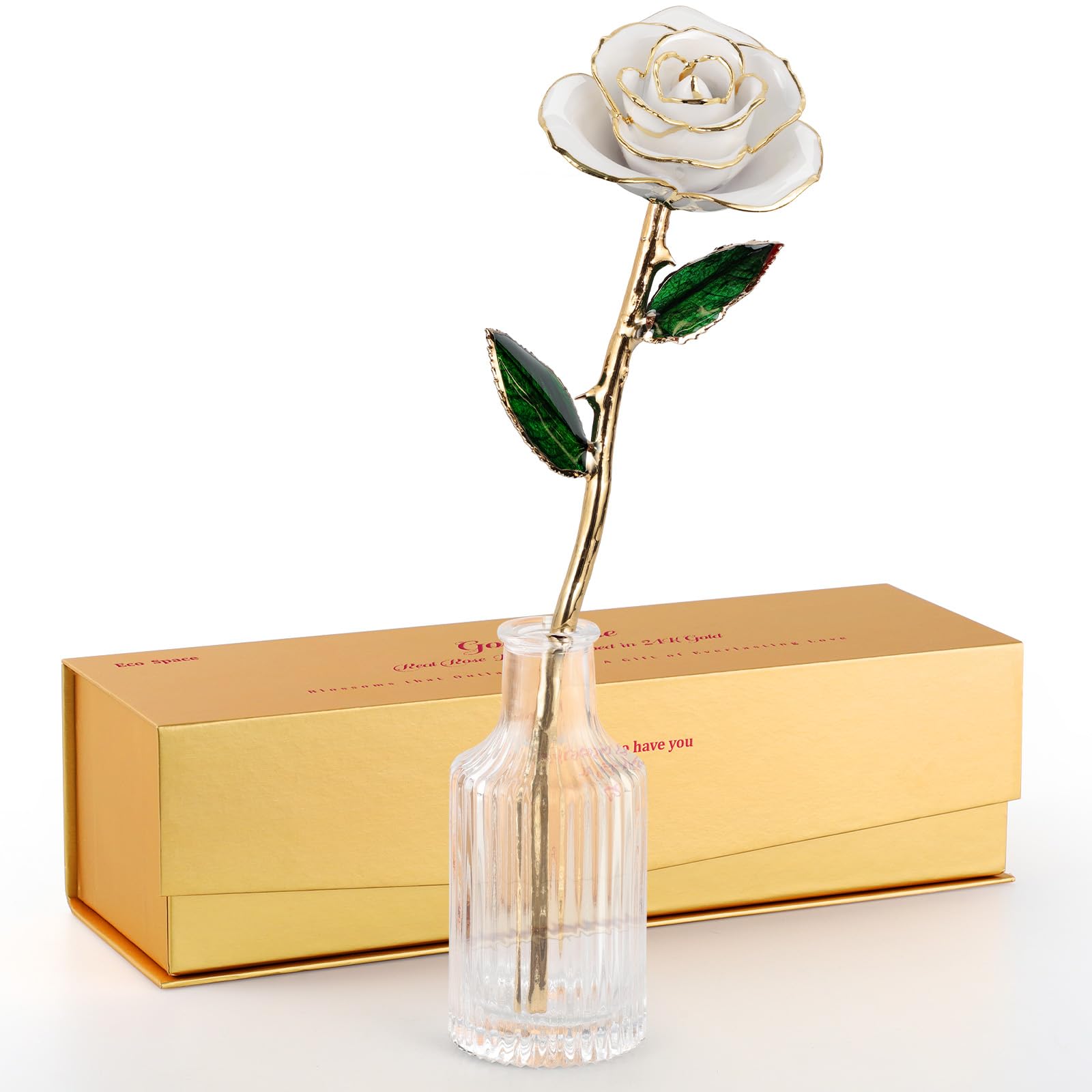 24K Gold Dipped Real Rose – Handcrafted, Bold, One of a Kind – Romantic Gift for Her – Ideal for Birthday, Anniversary, Mother’s Day, Valentine’s (Black)