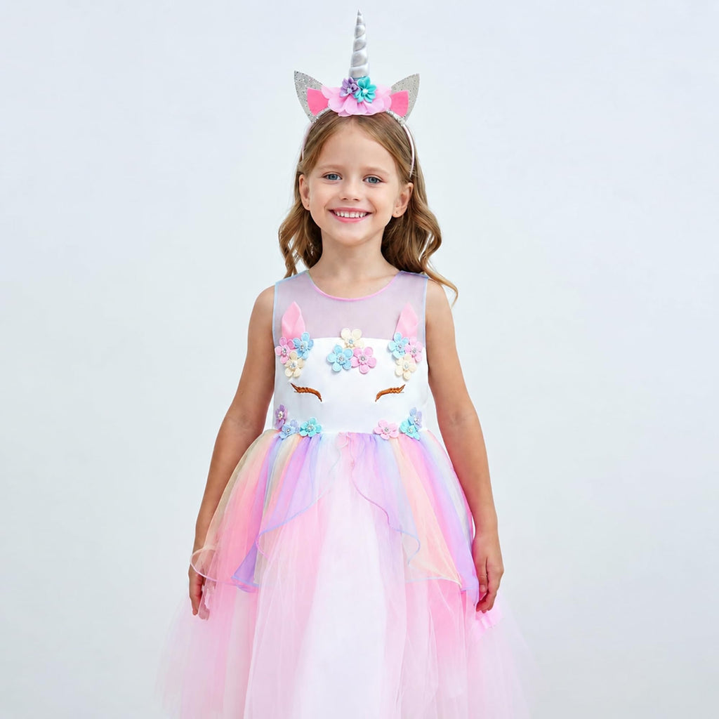 Unicorn Princess Dress Up Clothes for Little Girls – Costume, Jewelry and Headband