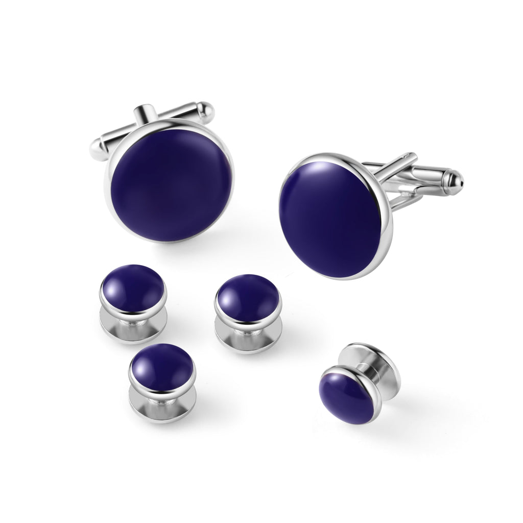 Men's Cufflinks & Tuxedo Studs Set - 316L Stainless Steel Formal Wedding Jewelry, Groomsmen Gift Set with Gift Box