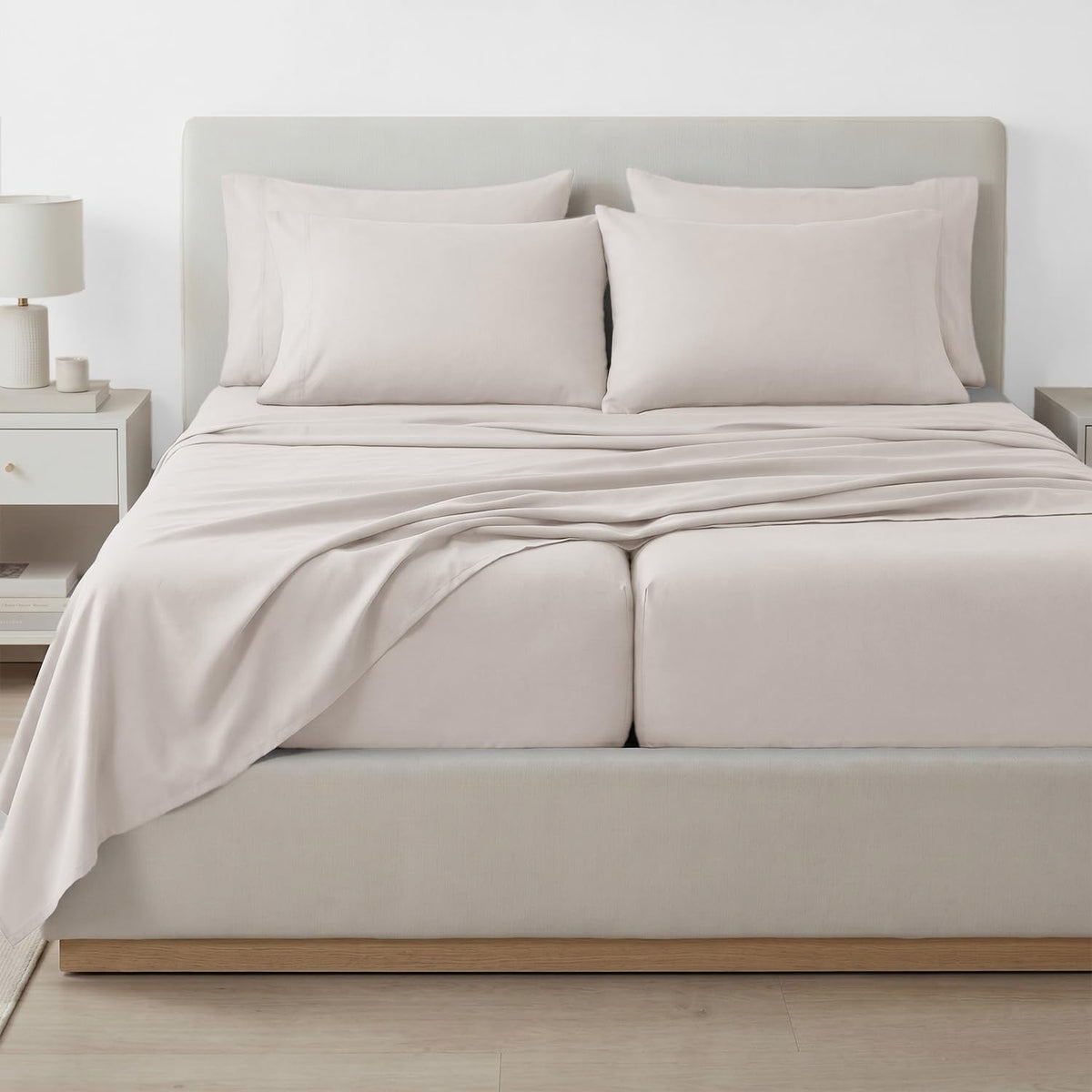 Southshore Fine Living, Inc. 4-Piece, 21-Inch Deep Pocket Twin Sheets Set with Fitted Sheet, Soft Microfiber, Oversized Flat Sheet, 2 Pillow Cases Standard Size, Hotel Collection Twin Bed White Sheets