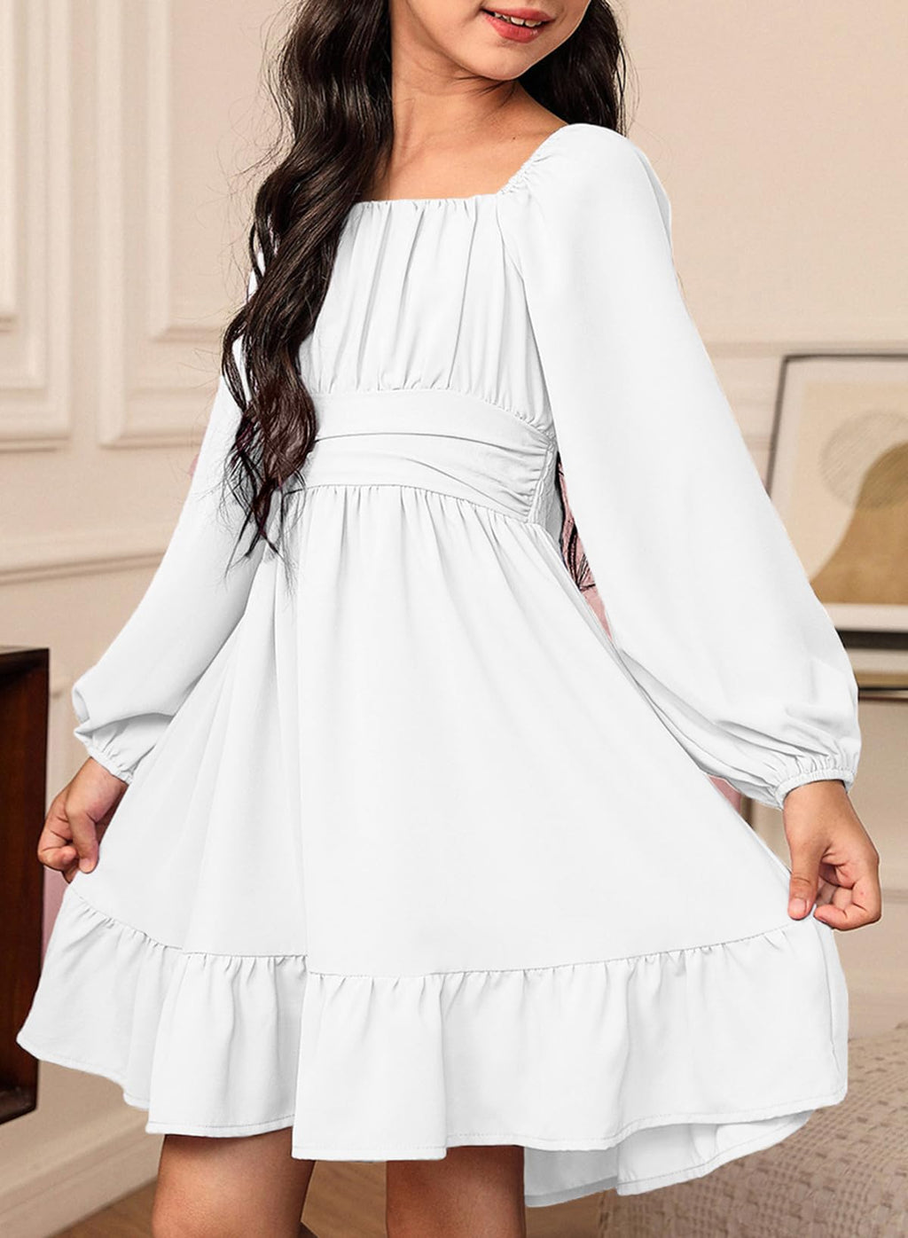 blibean Girls Fall Long Leeve Tie Back Dress Size 6-15 Years