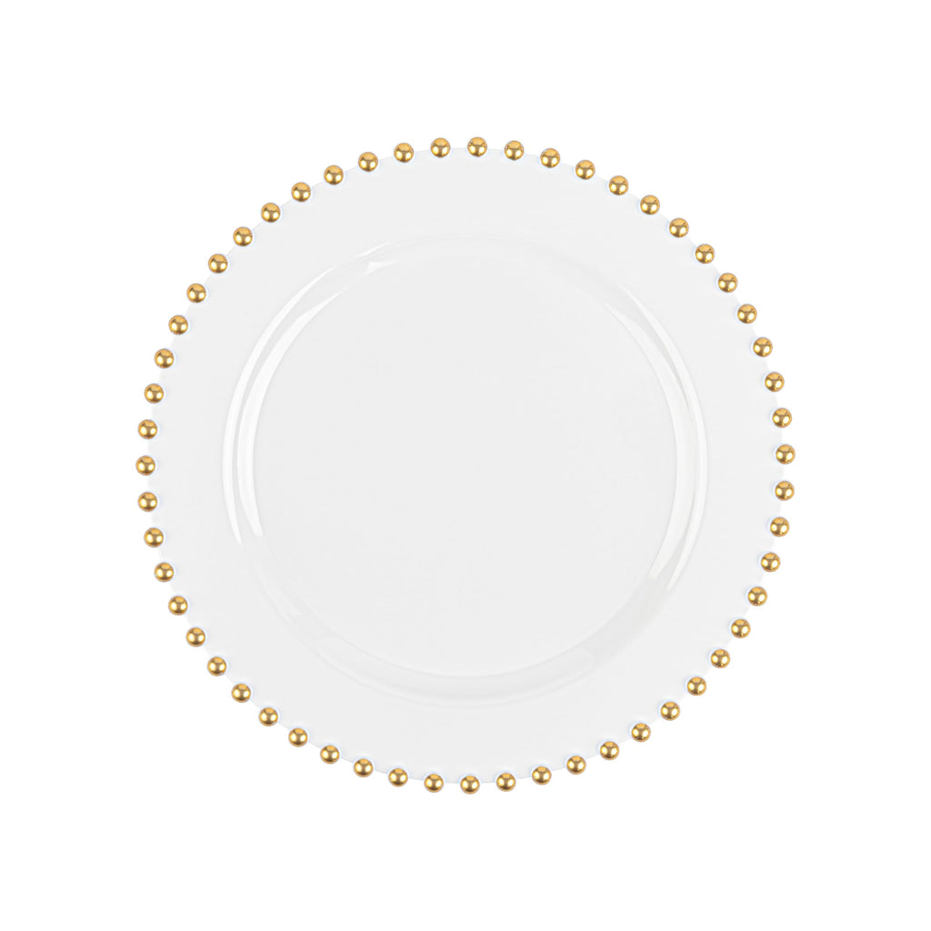 PLASTICPRO 32 Piece Combo Plastic Dinner Plates Disposable Plastic Fancy Heavy Duty Party Dishes 7 inch and 10 inch, Black and Gold Beaded