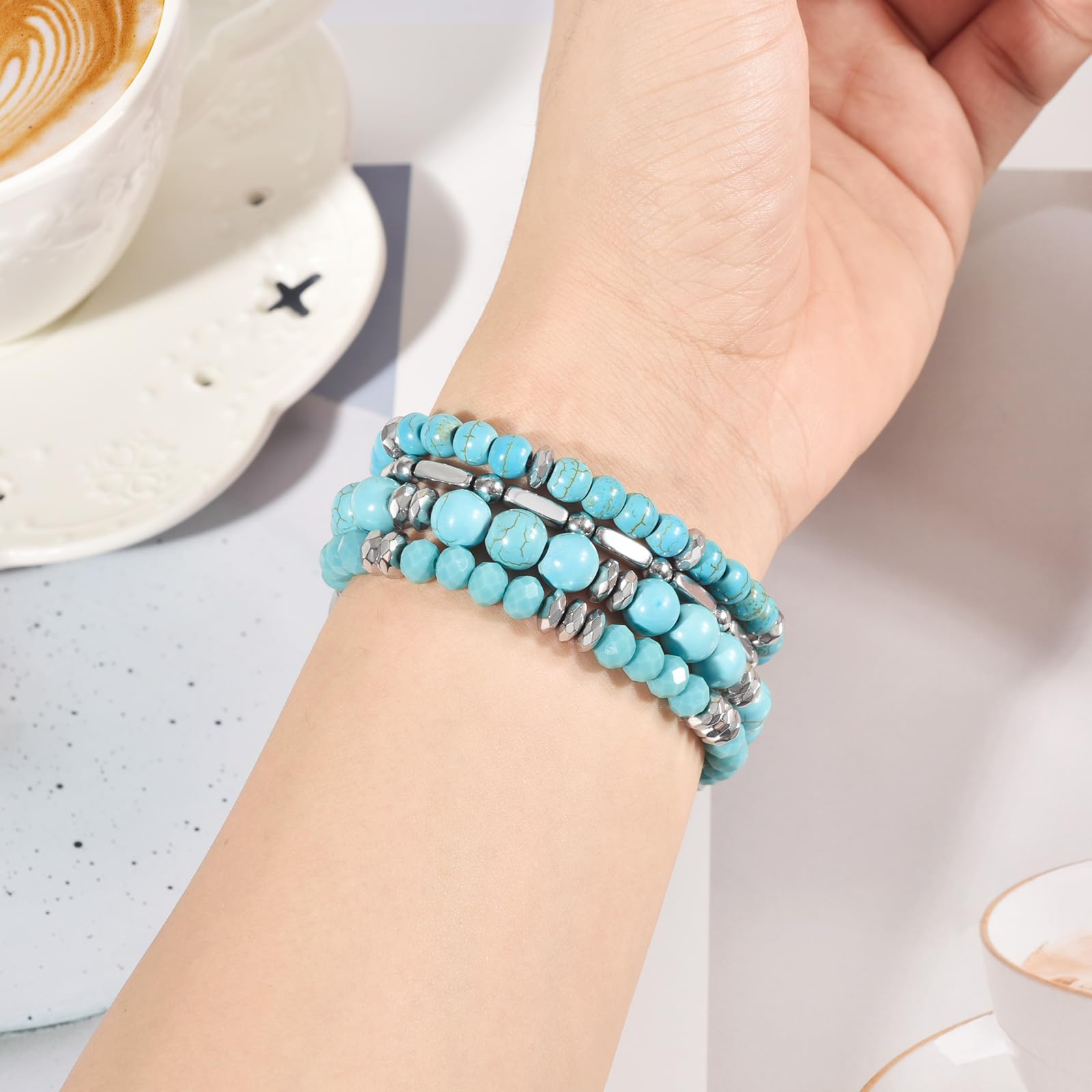 VISOOM Beaded Boho Bracelet Compatible for Apple Watch Band 40mm/38mm/41mm/42mm Series 11 10 9 8 7 SE Series 6/5/4 Women Fashion Cute Handmade Crystal Beads Stretchy Watch Strap for iWatch Bands 3/2/1
