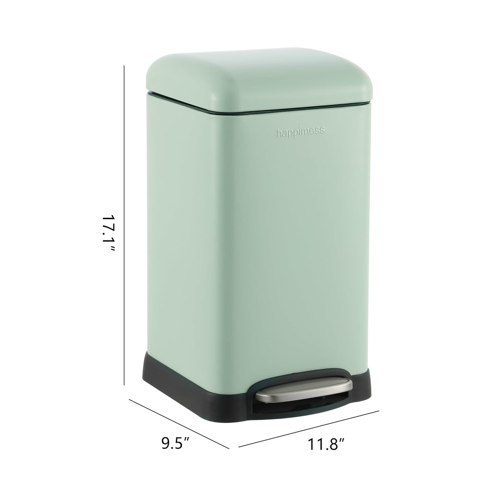 happimess HPM1012B Betty Retro Mini 3.2-Gallon Step-Open Trash Can with Soft-Close Lid, Modern, Minimalistic, Fingerprint Proof for Home, Kitchen, Laundry Room, Office, Bedroom, Bathroom, Black