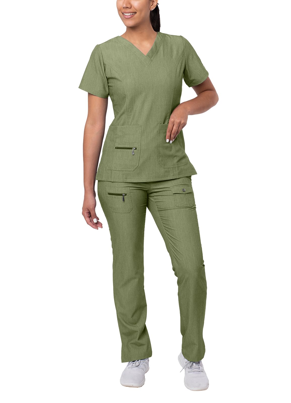 Adar Pro Breakthrough Plus Scrub Set for Women - Enhanced V-Neck Top & Multi Pocket Pants