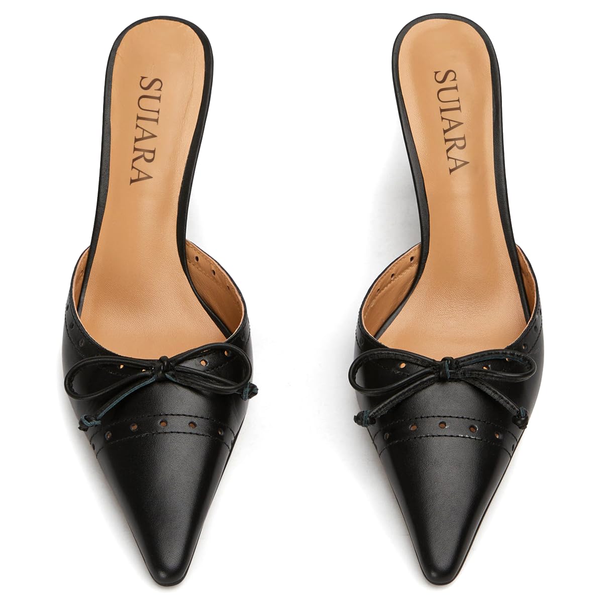 Kitten Heels for Women Closed Toe Heels Vintage Heeled Mules Sexy Pointy Studded Slip on Stiletto Dressy Pumps