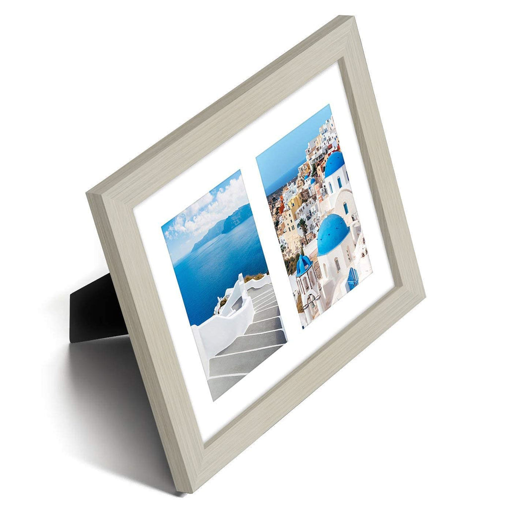 Americanflat 4x6 Double Picture Frame with Shatter-Resistant Glass - Fits Two 4x6 Photos or use as One 6x14 Frame - Signature Collection - Collage Frames for Tabletop and Wall Display - Black