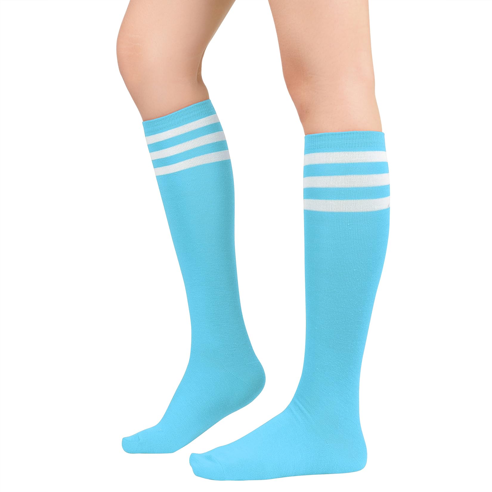 Century Star Knee High Striped Socks for Women - Long Thin Tube Sports Thigh High Socks Tall Stockings