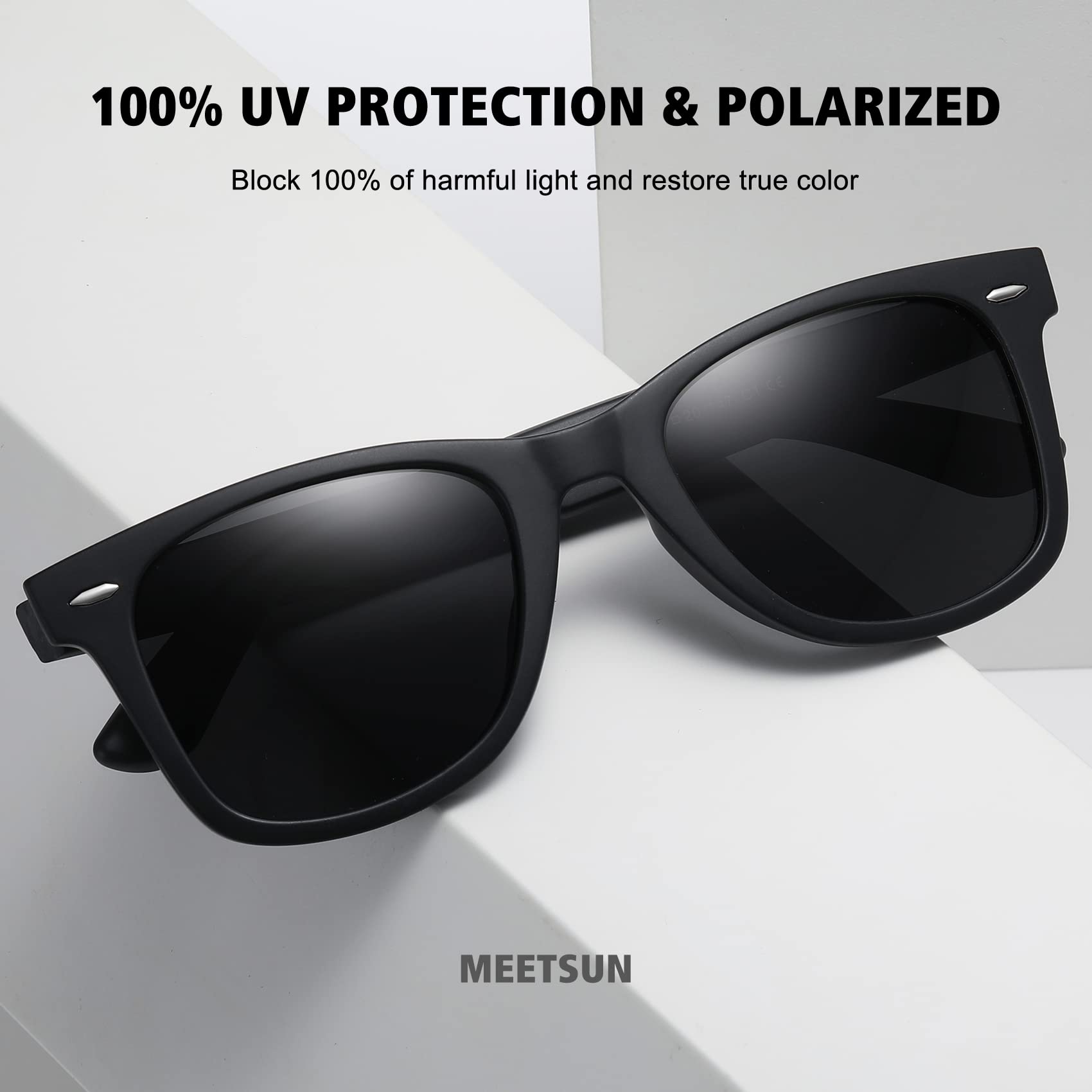 MEETSUN Retro Polarized Sunglasses for Women Men Classic Mirror Lens Driving Trendy Sun Glasses UV Protection (3 Pack)