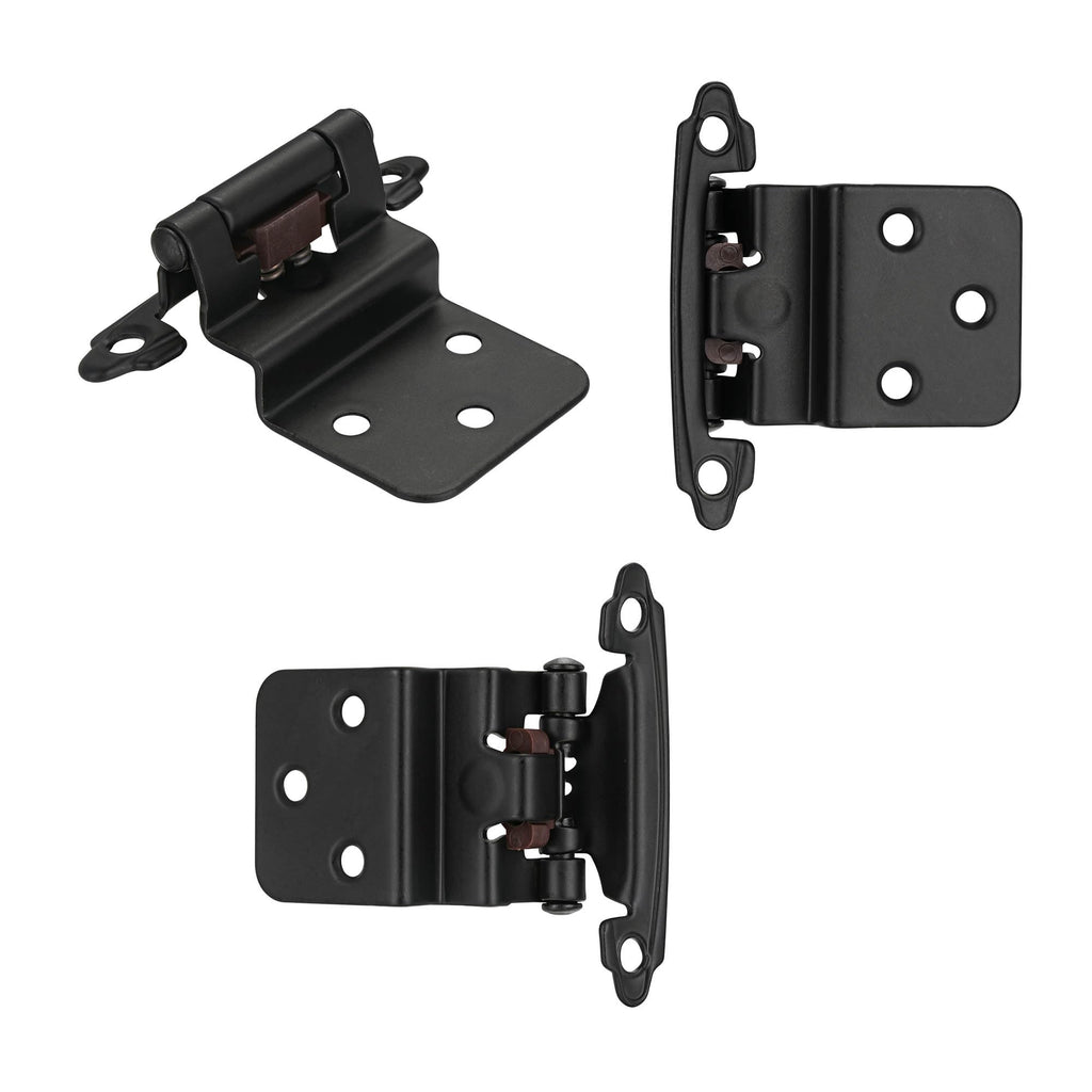 4 Pack (2 Pairs) Antique Brass Self Closing Cabinet Hinges for Kitchen Cabinet Door, 1/2" Overlay (Variable) Semi Concealed Kitchen Cabinet Hinges