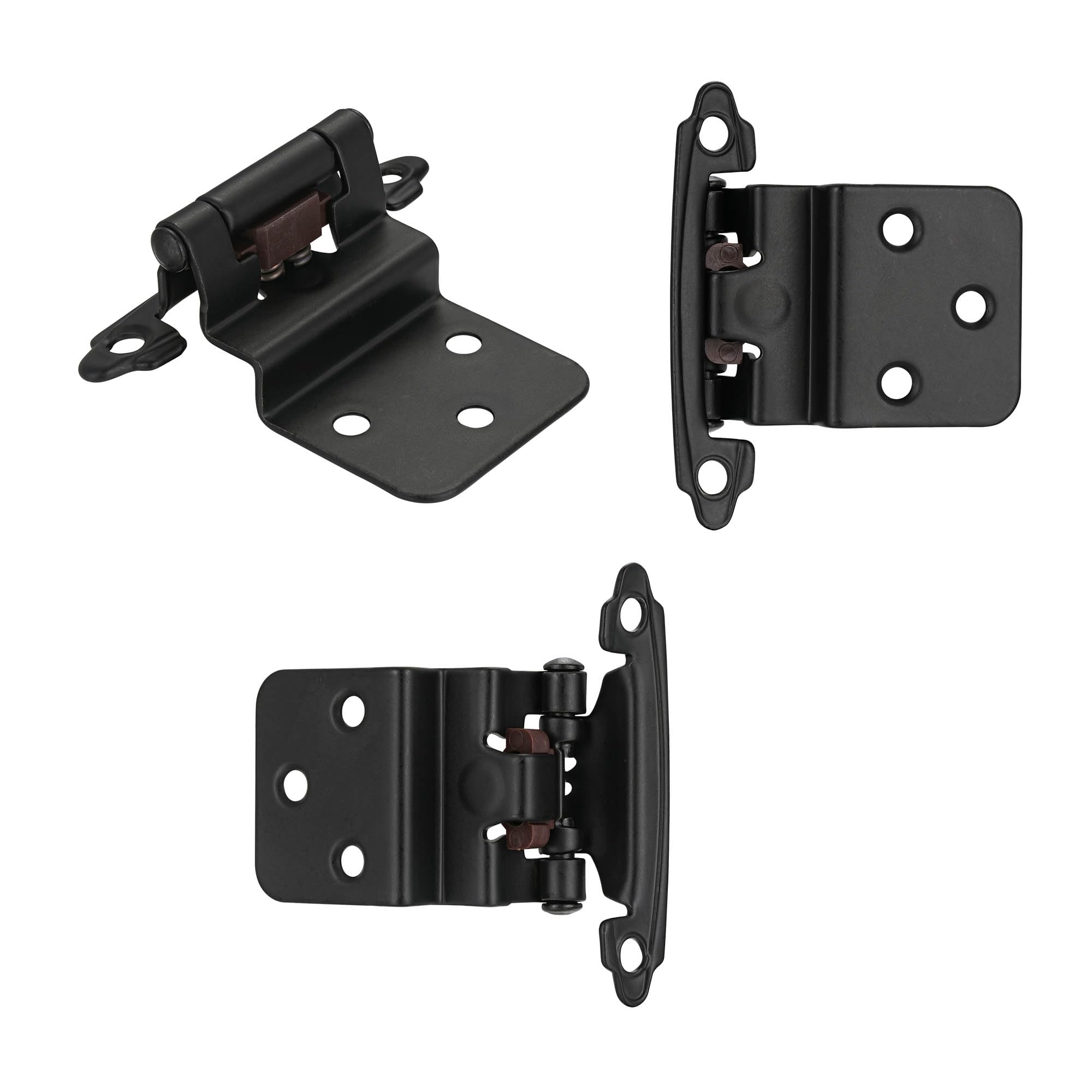 4 Pack (2 Pairs) Antique Brass Self Closing Cabinet Hinges for Kitchen Cabinet Door, 1/2" Overlay (Variable) Semi Concealed Kitchen Cabinet Hinges