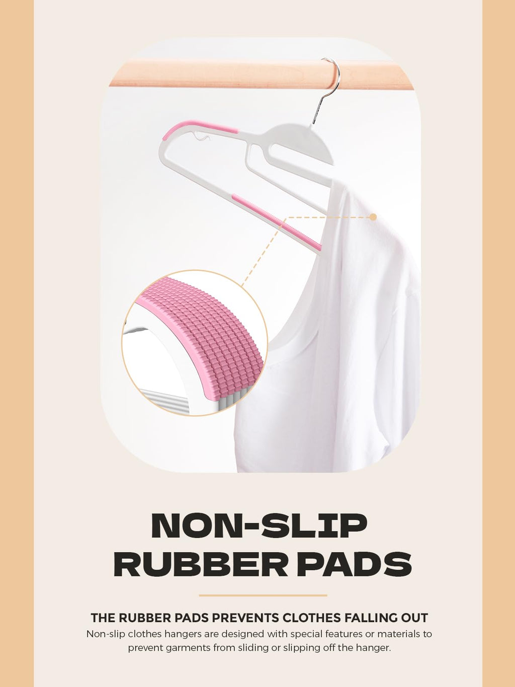 HOUSE DAY Slim Plastic Hangers with Non Slip Rubber Pads, 30 Pack, Black | Space saving closet organizer, heavy duty S-shape, rubber grip pads help keep shirts, suits, coats, pants, skirts in place