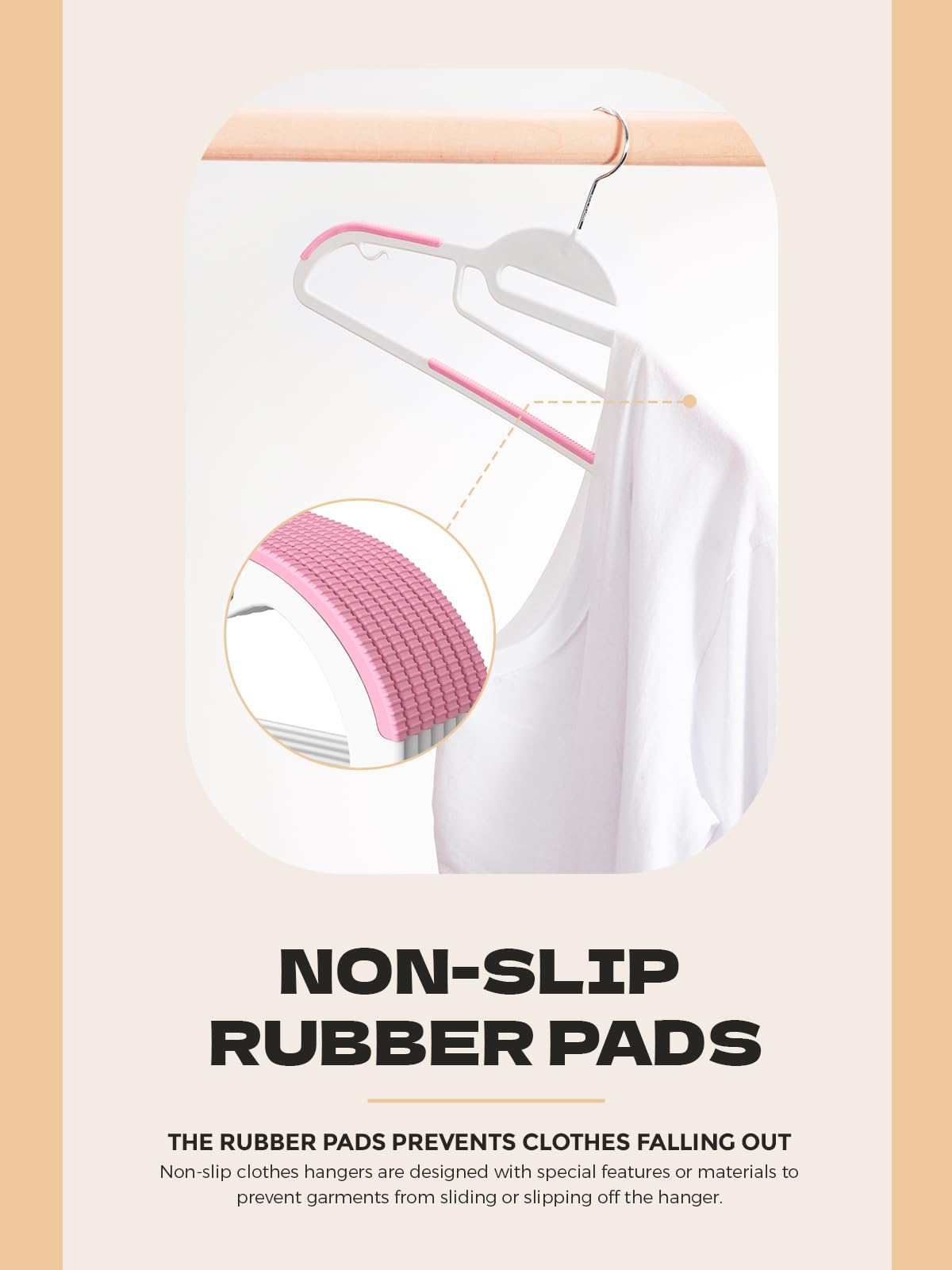 HOUSE DAY Slim Plastic Hangers with Non Slip Rubber Pads, 30 Pack, Black | Space saving closet organizer, heavy duty S-shape, rubber grip pads help keep shirts, suits, coats, pants, skirts in place