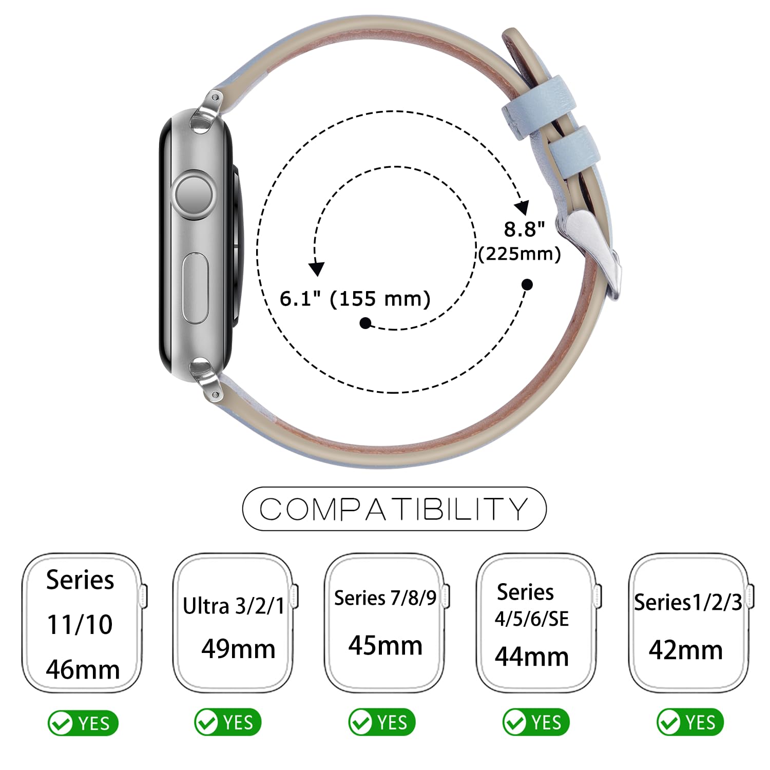 Tasikar Bands Compatible with Apple Watch Band 42mm (Series11/10) 41mm 40mm 38mm Men Genuine Leather Replacement Bands Compatible with Apple Watch SE Series 11 10 9 8 7 6 5 4 3, Black