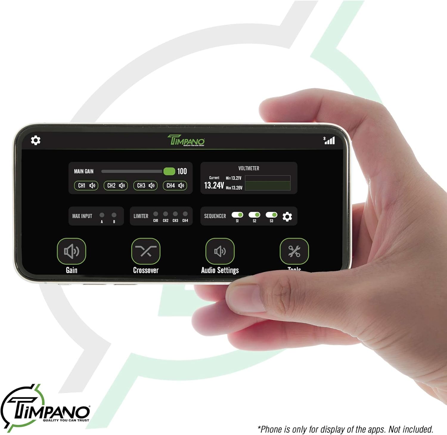 Timpano TPT-SP4BT Bluetooth DSP 4 Output Channel- Full Digital Signal DSP Car Audio Processor - Built-in Voltmeter and Remote Relay