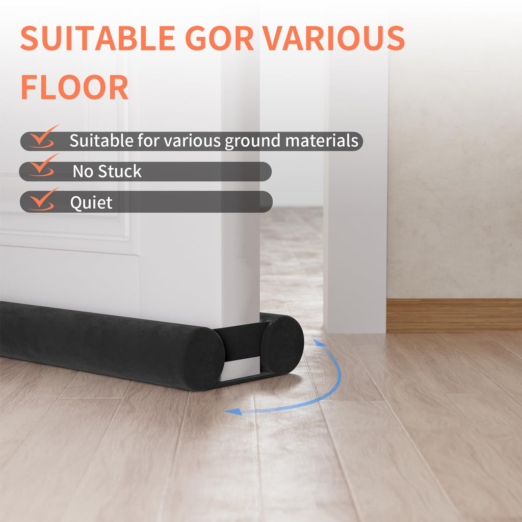 BKSAI Door Draft Stopper for Doors No Adhesive Draught Excluder Under Door Wind Blocker for Bottom of Door,Reduce Noise Draught Excluder Sweep Sound Proof (Beige 24-29IN / Distance Under The Door 1IN)