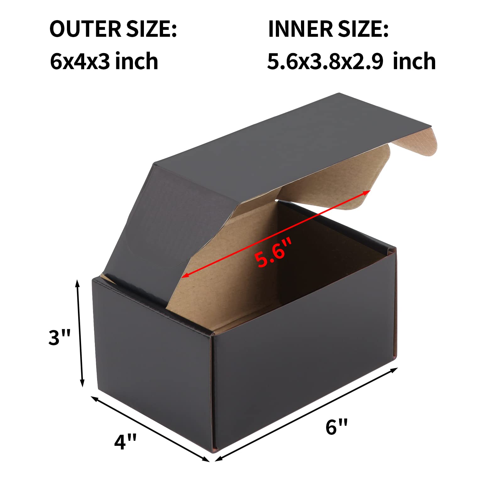 Hoikwo 40 Pack 4x4x2 Shipping Boxes for Small Business, Black Packaging Cardboard Boxes, Moving Mailing Packing Box