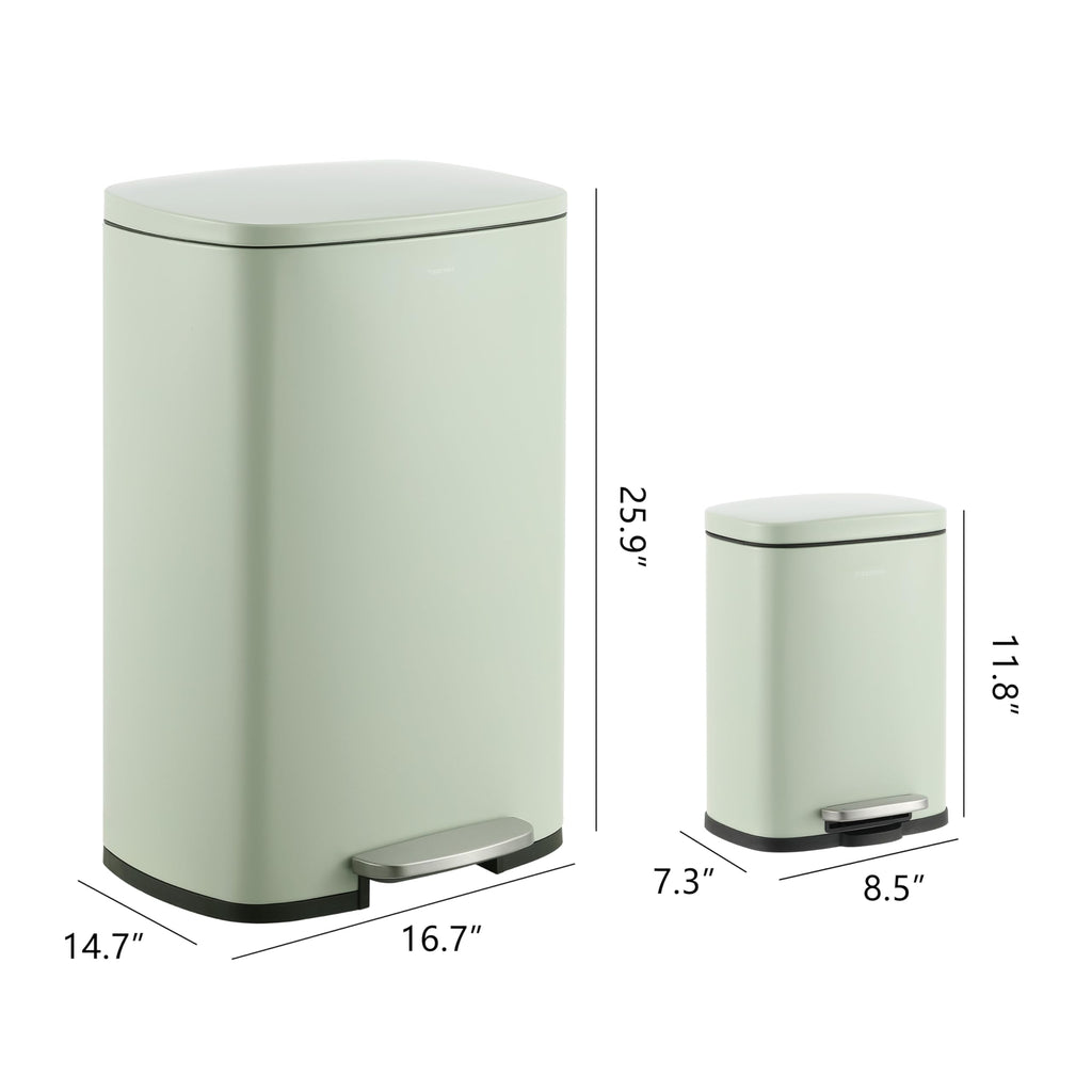 happimess HPM1006B Connor Rectangular 13-Gallon Trash Can with Soft-Close Lid and Free Mini Trash Can, Fingerprint Resistant, Modern, Minimalistic for Home, Kitchen, Office, Bathroom, Black