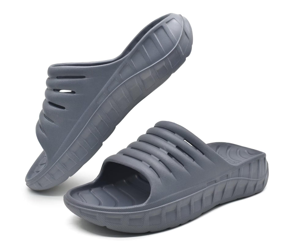 GPOS Mens Sport Recovery Sandals Plantar Fasciitis Thick Cushion Slides Sandals Lightweight Comfort Orthotic Slippers