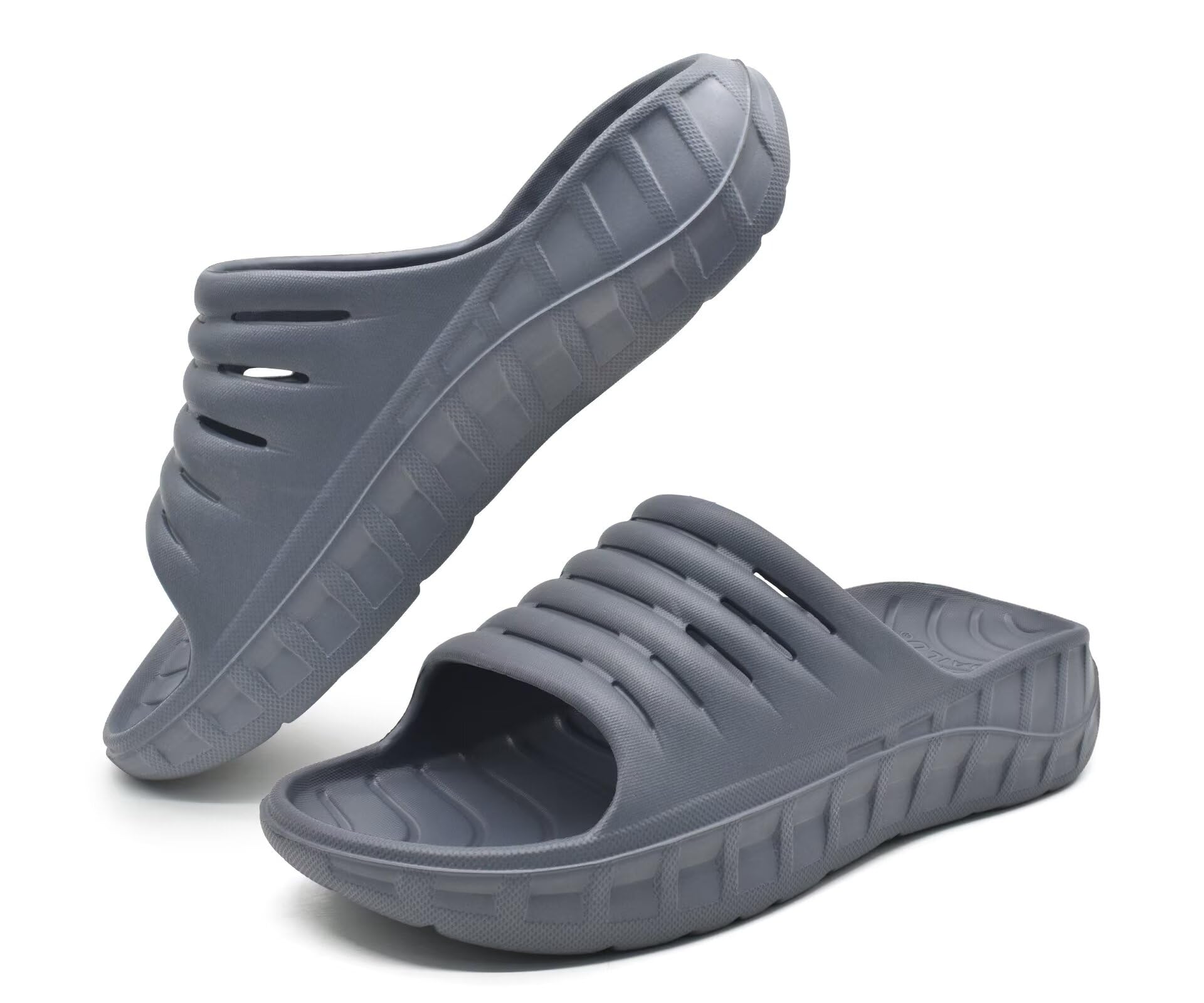 GPOS Mens Sport Recovery Sandals Plantar Fasciitis Thick Cushion Slides Sandals Lightweight Comfort Orthotic Slippers