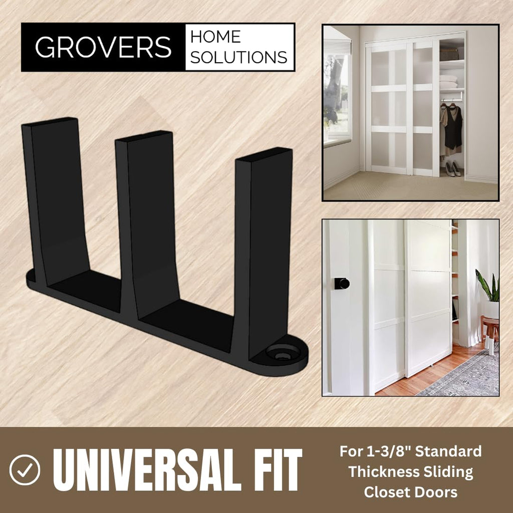 Sliding Closet Door Floor Guide Bracket | Universal Fit for 1-3/8" Width Bypass Doors (Beige) | Grovers Home Solutions