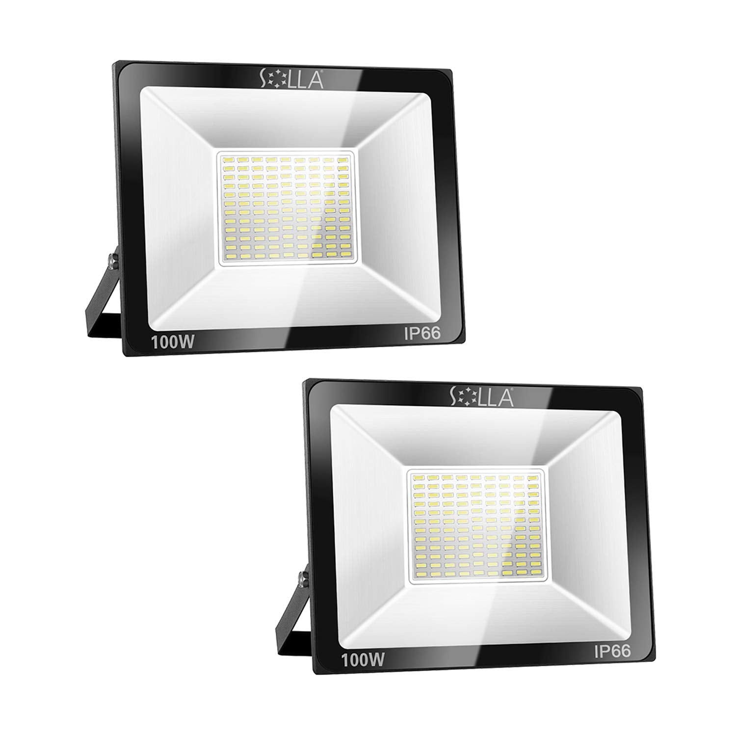 2 Pack 100W LED Flood Light Outdoor, 8000LM Super Bright Security Lights, 550W Equivalent, IP66 Waterproof, 3000K Warm White, Outside Floodlight for Garage, Garden, Lawn and Yard