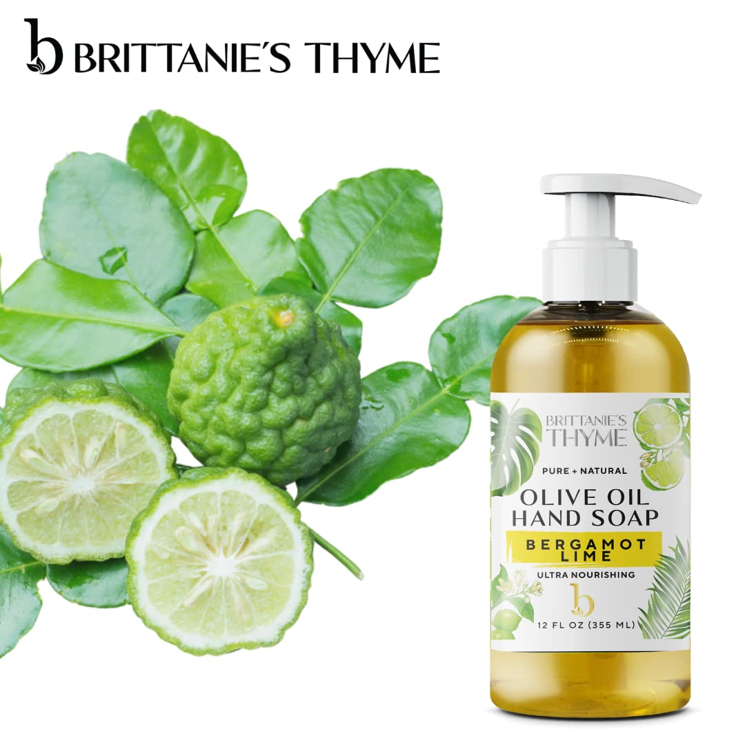 Brittanie’s Pure Castile Liquid Soap Refill, Bergamot Lime, 12 Ounce | Dish Soap, Hair & Body, Home, Gentle and Pure, Made with Natural Luxurious Oils, Vegan & Gluten Free Non-GMO