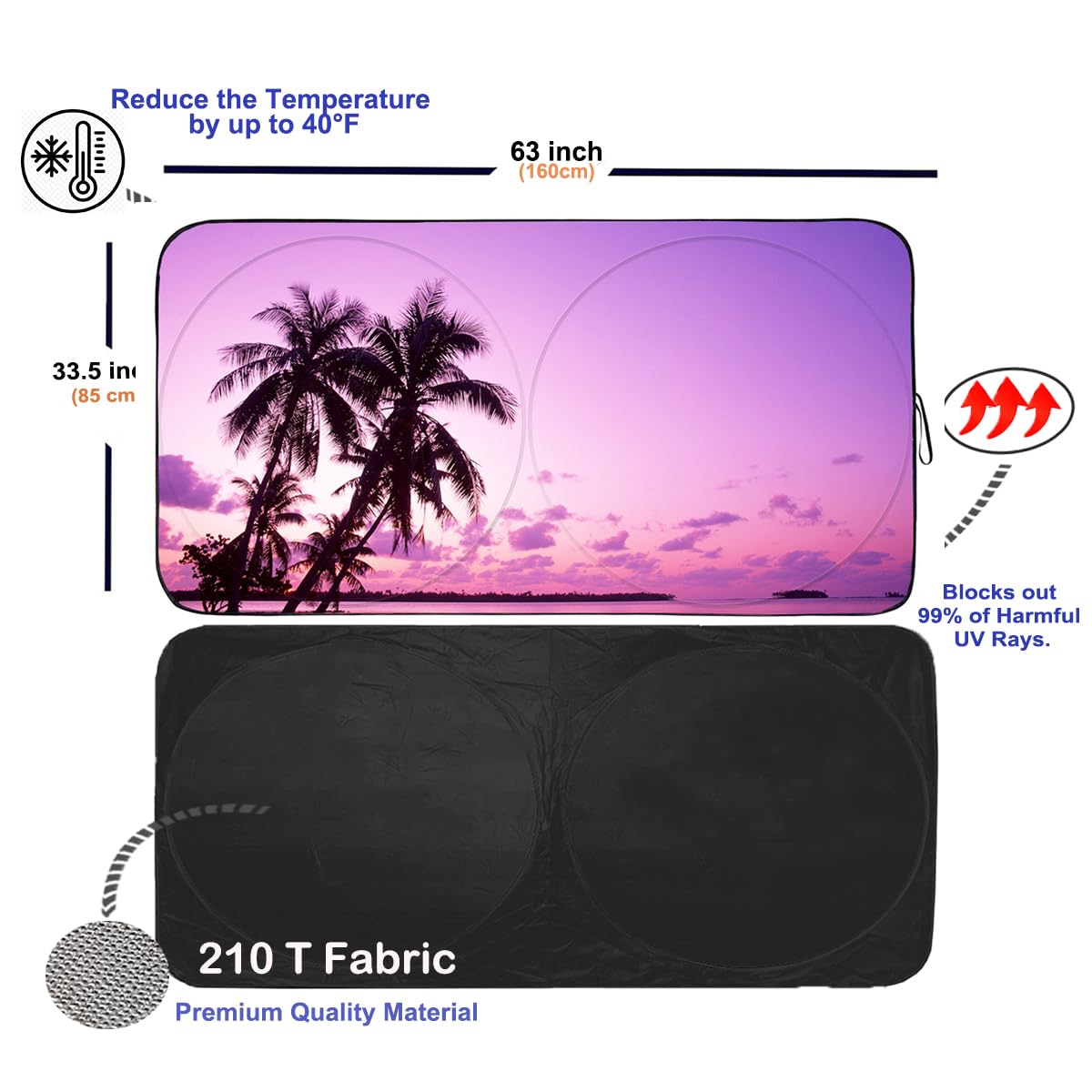 Gven Windshield Sun Shade for Car Front Window Cover Sunshades Visor Automotive Sun Shield for Full-Size Sedan & SUV, Mid-Size SUV, Sports Cars Mid-Size Pickup Truck Car Accessories(Abstract, L)