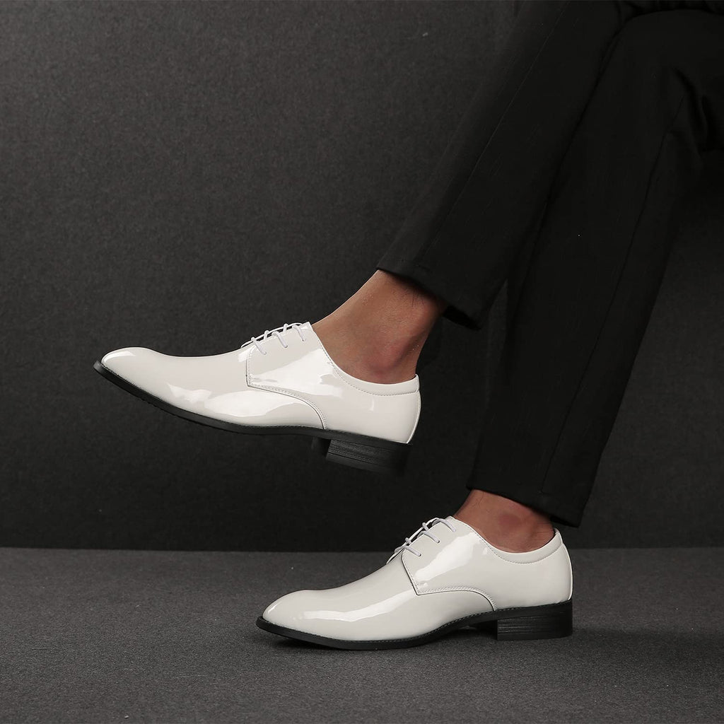 ZZHAP Men's Pointed-Toe Tuxedo Dress Shoes Casual Slip-on Loafer