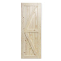 SmartStandard 24in x 80in Sliding Barn Wood Door Pre-Drilled Ready to Assemble, DIY Unfinished Solid Spruce Wood Panelled Slab, Interior Single Door Only, Natural, K-Frame (Fit 4FT Rail)