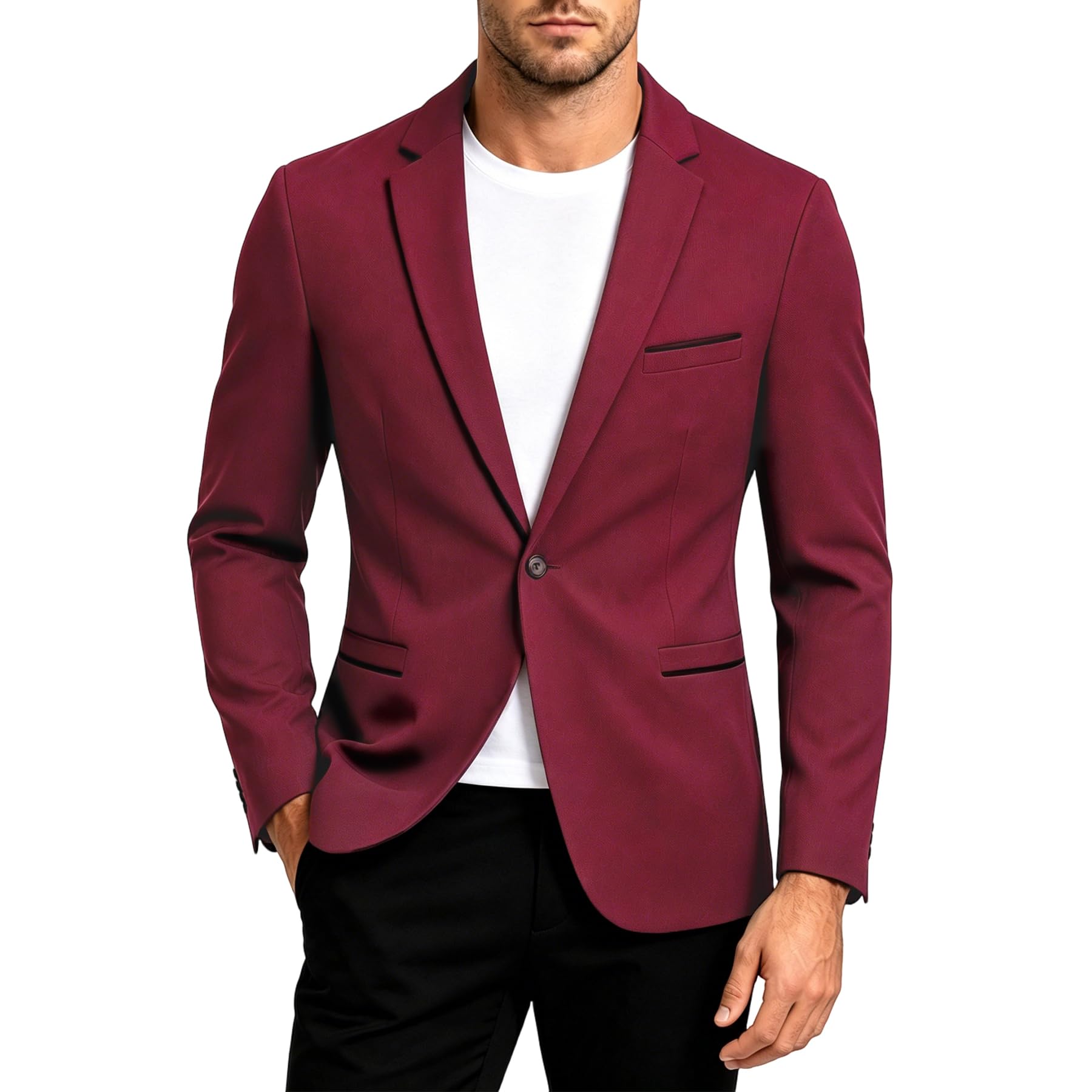 Cloudstyle Men's Suit Jacket One Button Slim Fit Sport Coat Business Daily Blazer