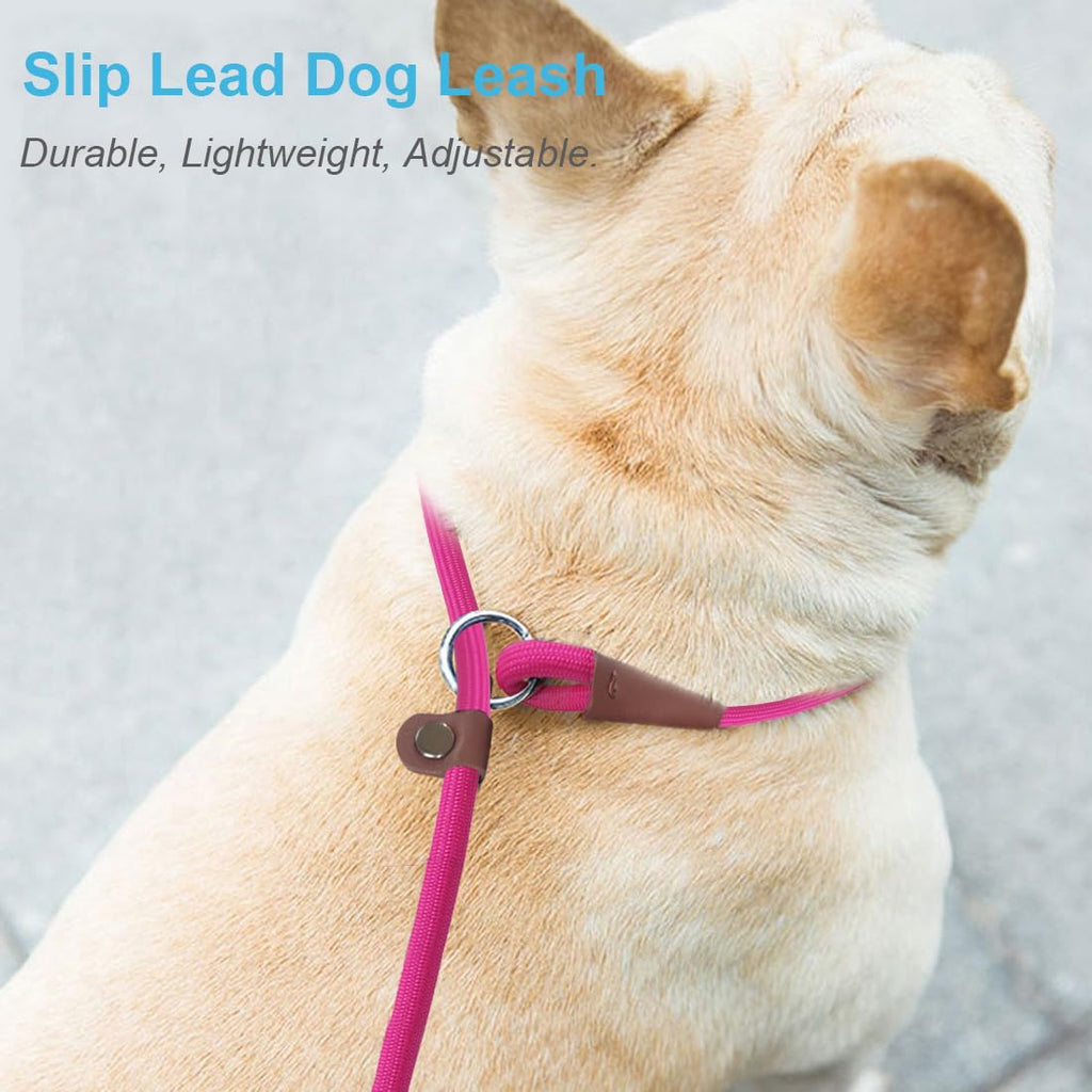 MayPaw Slip Lead Control Leash for Dogs No Pull, 13+ Colors Classic Dog Lead 7 FT Pet Slip Leash, 1/4” Rope Leashes for Small Medium Animals (7ft*1/4", Black)