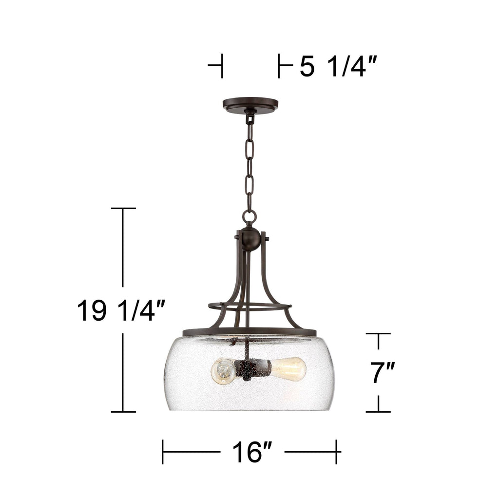 Franklin Iron Works Charleston Satin Nickel Pendant Chandelier 16" Wide Rustic Farmhouse Seeded Clear Glass LED 3-Light Fixture for Dining Room House Foyer Entryway Kitchen Bedroom Living Room