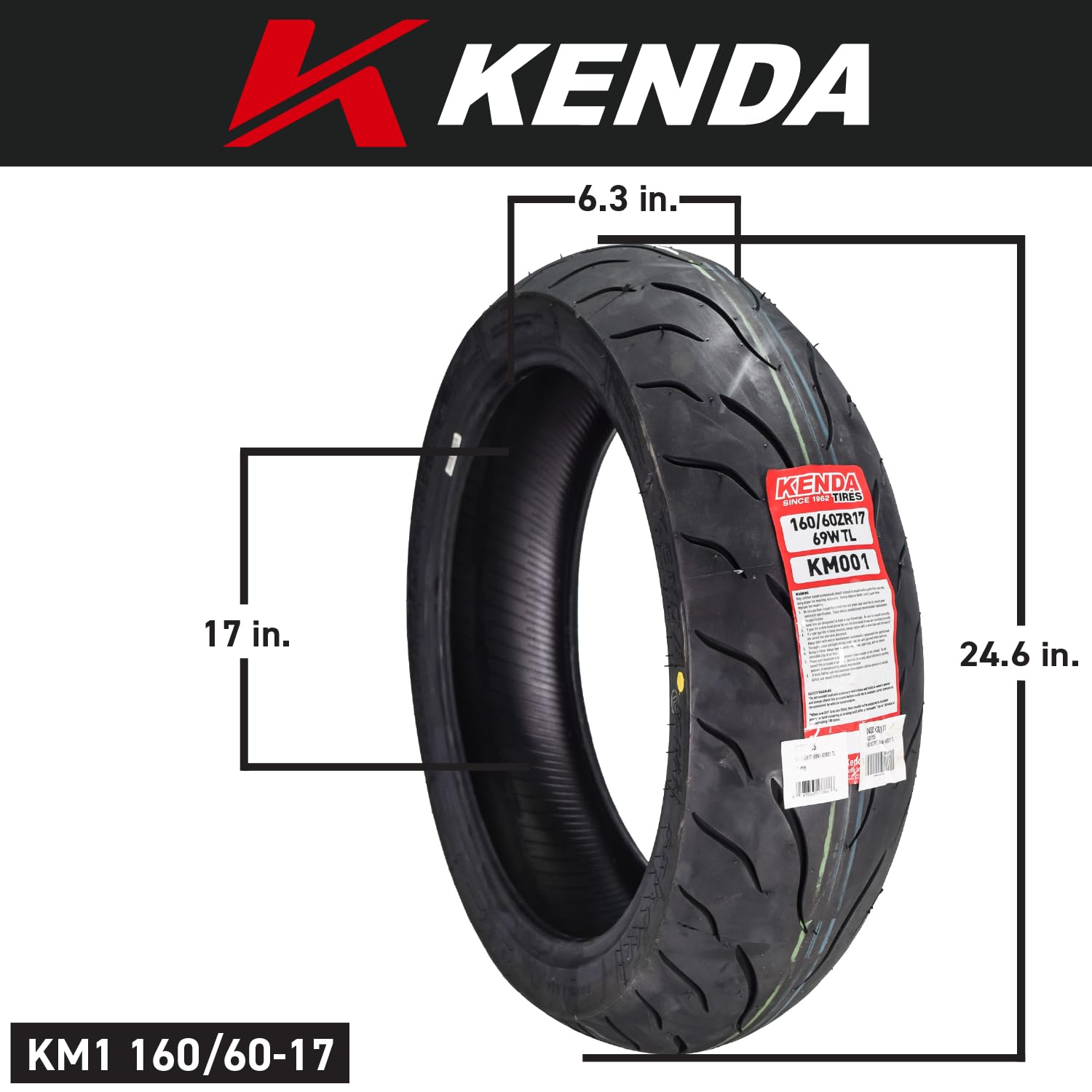 Kenda KM1 (KM001) 110/70R17 Front Tire for Sport Touring Motorcycle 54H - Radial Tire with High-Speed Stability & Excellent Wet Grip w/Keychain (110/70-17)