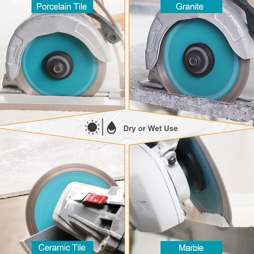 Diamond Tile Hole Saw Kit 12pcs - 6/8/10/25/35/50/65mm Core Drill Bits,10mm Milling Bit and 2" Chamfer Bit with Hex Adapter and 4.5" 2pcs Diamond Blade and for Tile Porcelain Marble