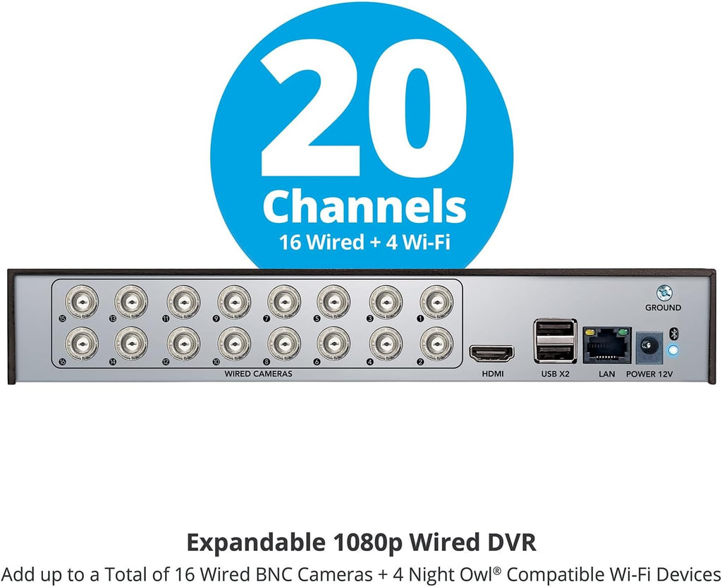 Night Owl 2-Way Audio 20 Channel 1080p Video Home Security DVR with 1TB Hard Drive (Add up to 20 Total Cameras) (1 TB)