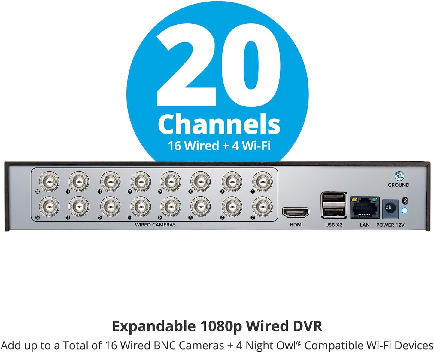Night Owl 2-Way Audio 20 Channel 1080p Video Home Security DVR with 1TB Hard Drive (Add up to 20 Total Cameras) (1 TB)