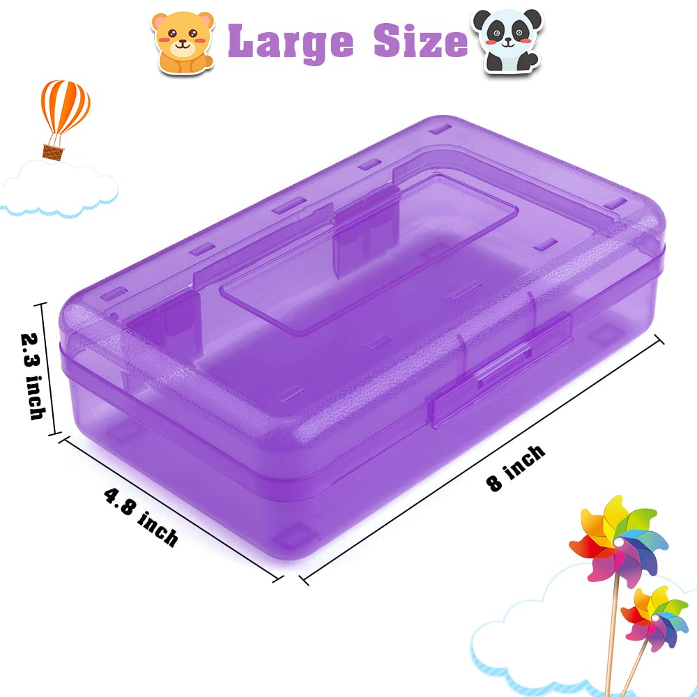Pencil Case, Pencil Box, Clear Pencil Case, 3 Pack Plastic Pencil Case, Large Capacity Pencil Case, Crayon Box with Snap-tight Lid Stackable Design, Plastic Storage Box for School Office Supplies