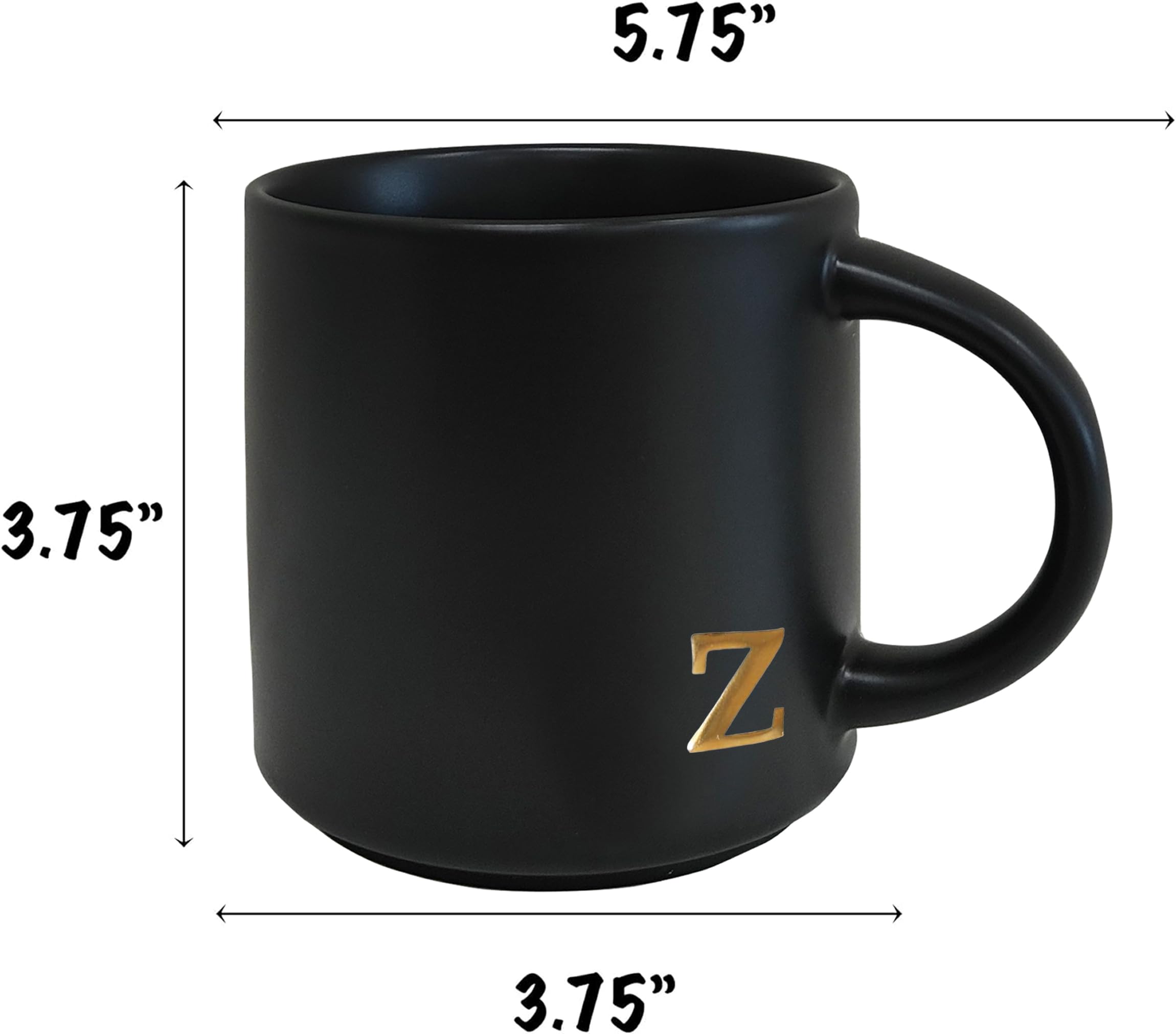COLLECTIVE HOME - Black Monogram Ceramic Mugs, 15 oz Golden Initial Coffee Cups, Elegant Alphabet Tea Mugs, Personalized Halloween Mug with Gift Box, Perfect for Office and Home Décor (a)
