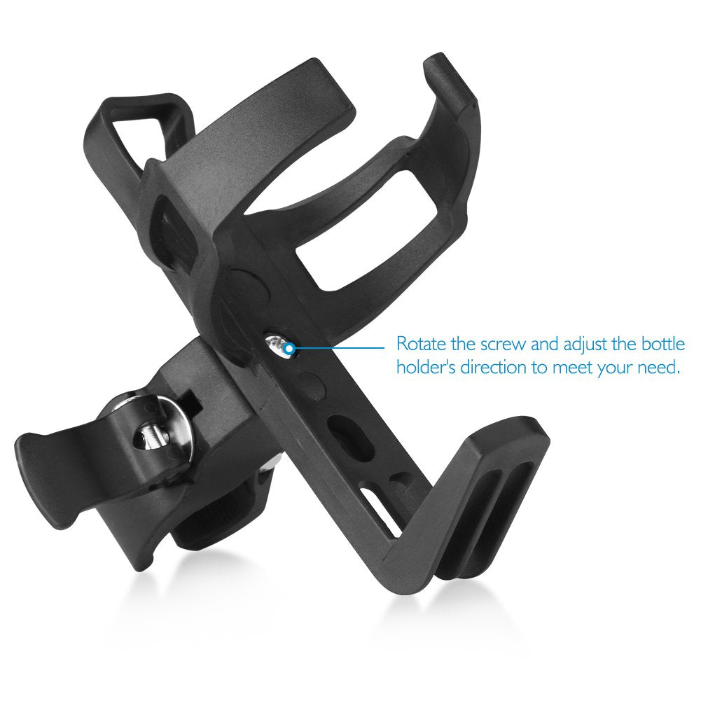 Accmor Bike Water Bottle Holders No Screws, Universal Bike Cup Holder, 360 Degree Rotatable Bike Water Bottle Cage, Water Bottle Holders for Kids Bike Adult Bike, Black